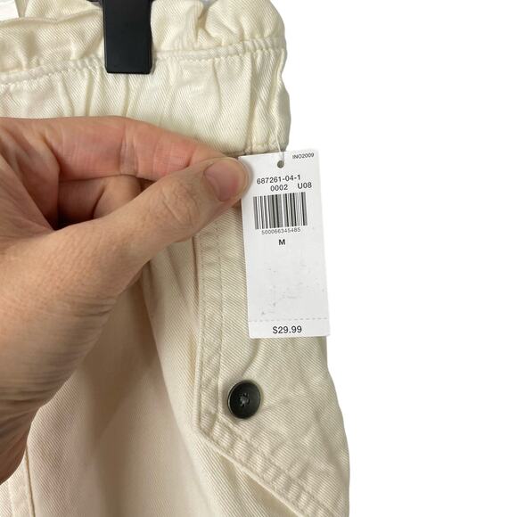 Old Navy | NWT Cream Soft Cotton Utility High Waist Paperbag Shorts - Picture 8 of 10